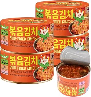 DELIEF Stir-Fried Cabbage Kimchi - Authentic Korean Cabbage, Vegan, Gluten-Free, Shelf-Stable Canned, No Preservatives, 5.64 oz/160 g (4 Packs)