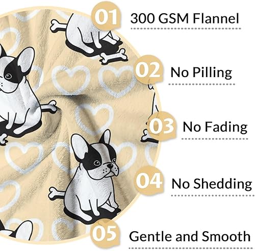 Miniatura 10 de Manta de bulldog francés, de 60 x 80 pulgadas, manta de franela suave, cálida, ligera, acogedora, regalo para amantes de los perros, para la cama y