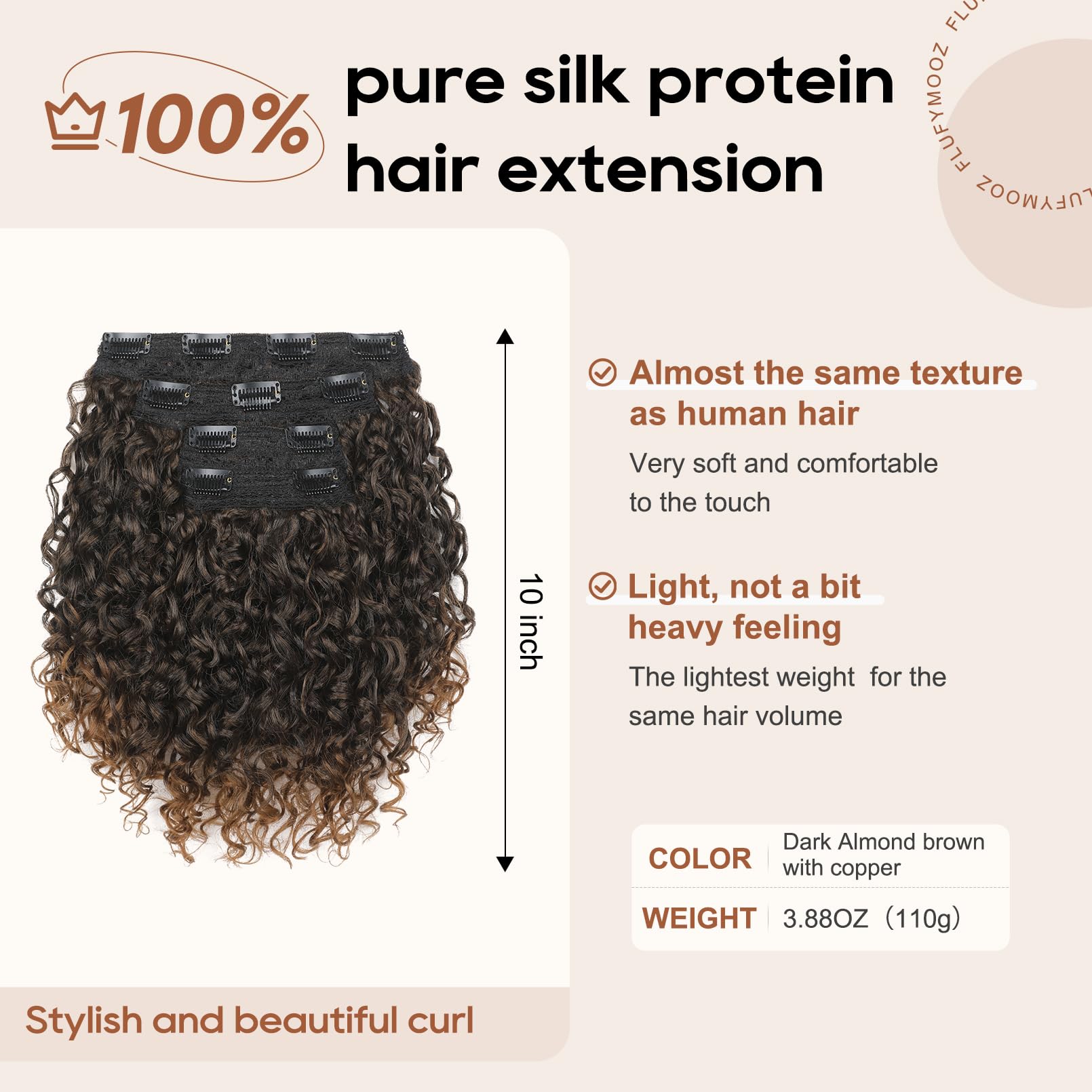 FLUFYMOOZ 4PC Clip in Hair Extensions - Image 3