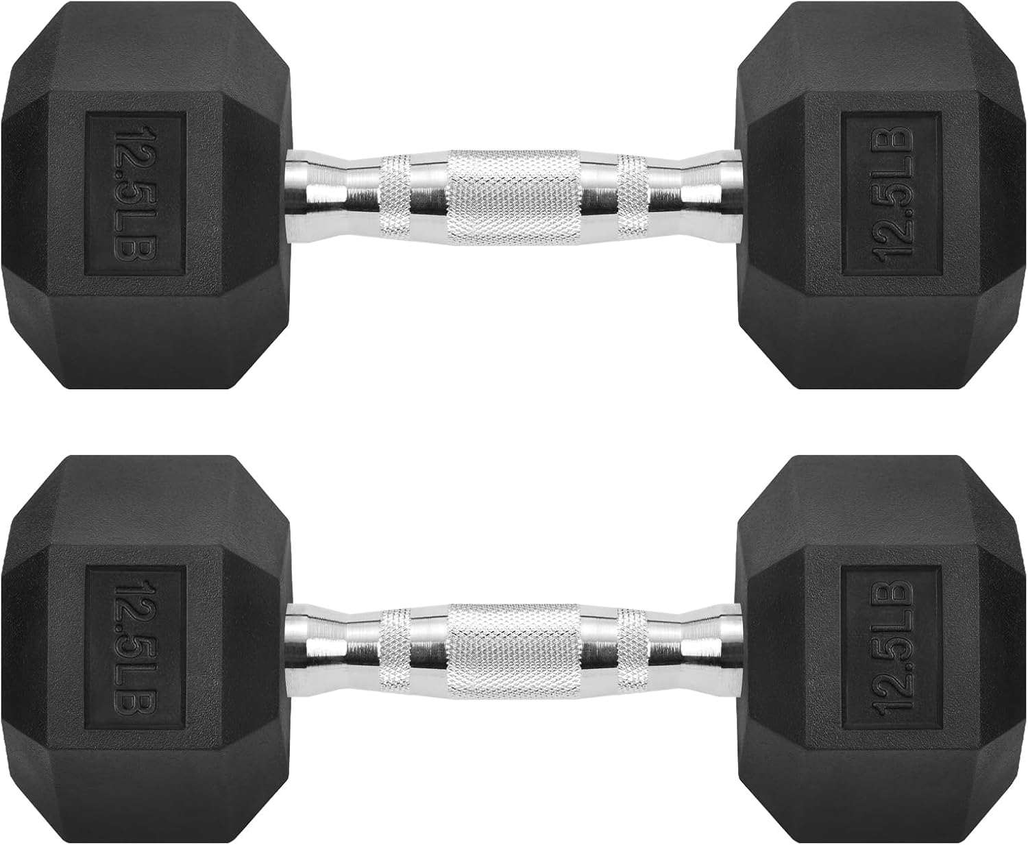 Hex Dumbbells Rubber Coated Cast Iron Hex Black Dumbbell Free Weights for Exercises