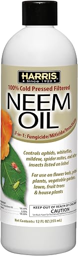 Harris Concentrated Neem Oil 100% Cold Pressed Filtered Oil Insecticide/Miticide/Fungicide, 12 oz Concentrate