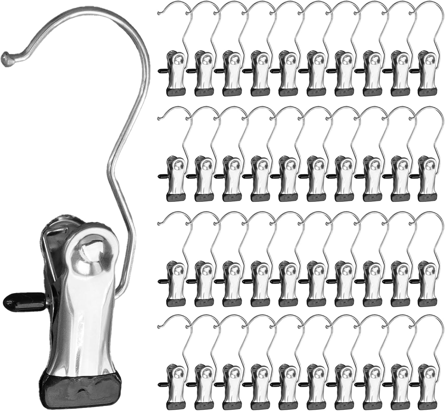 150 Pcs Boot Hangers Clips Bulk Black Portable Clip Hangers Hanging Stainless Steel Clothes Pins Laundry Hooks for Closet Travel Hats Towels Socks Pants Handbags