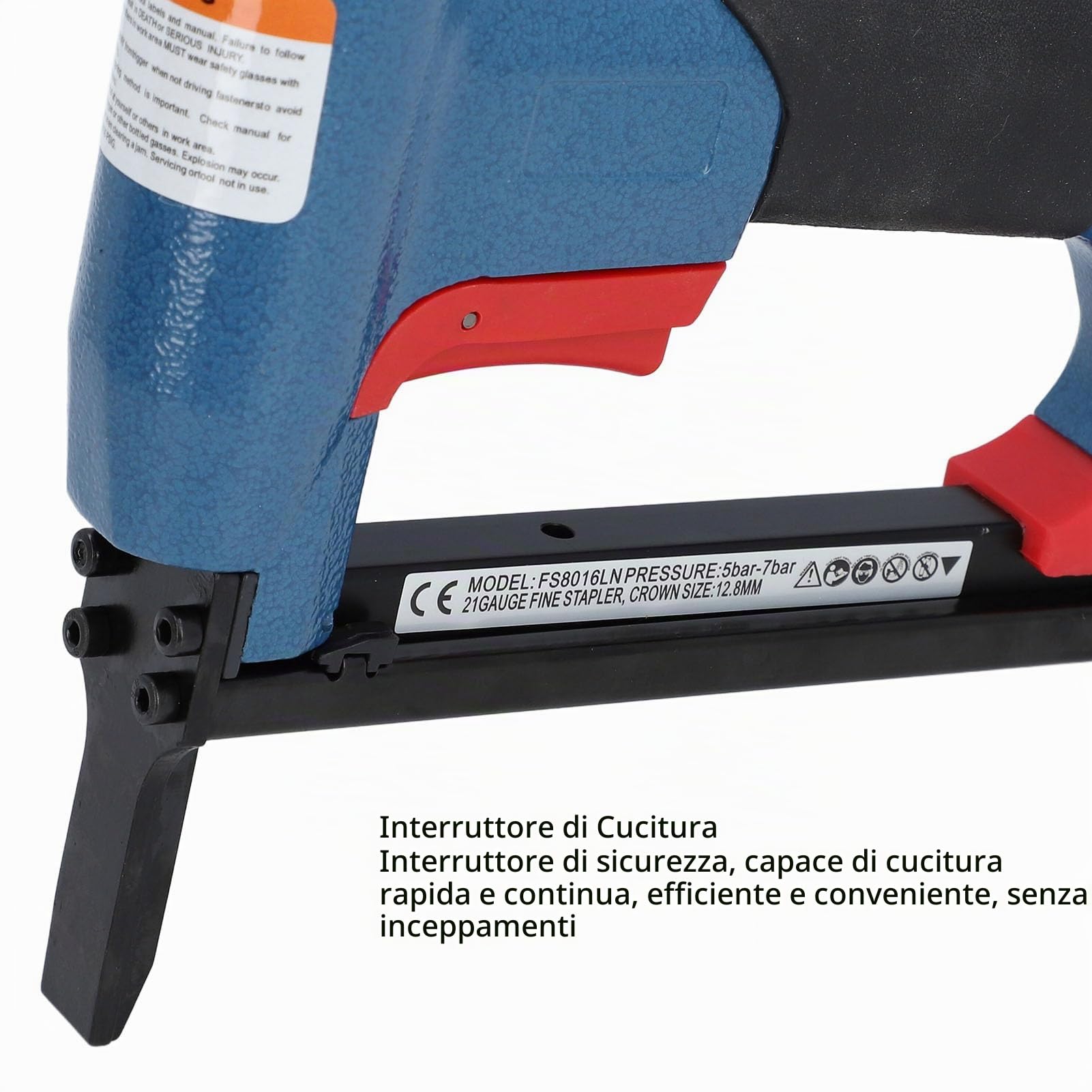 Pinzatrice Pneumatica Cucitrice a 21 Punti Metallici Capacità di Carico 1/4 a 5/8” 140 Punti Metallici Pinzatrice Pneumatica per Intelaiatura, Copertura, Lavorazione del Legno