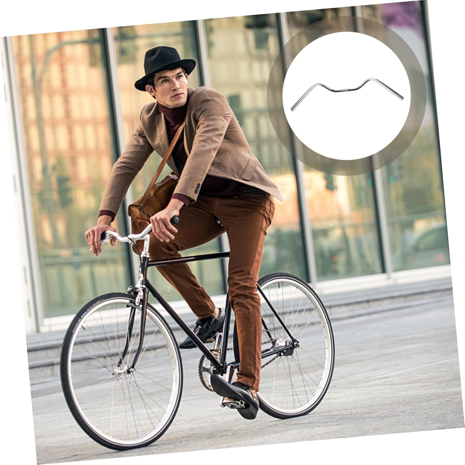 BESPORTBLE U Shaped Bike Handlebar Retro Style Lightweight Stainless Steel Bicycle Handlebar Comfortable Grip Replacement for Long Distance Riding