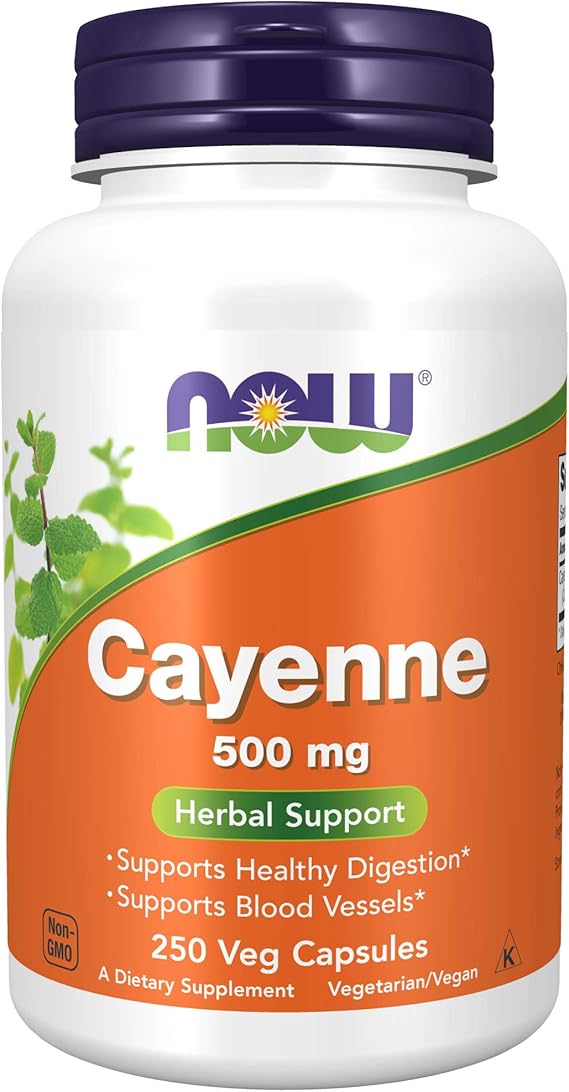 NOW Supplements, Cayenne (Capsicum annuum) 500 mg, Herbal Support, 250 Veg Capsules