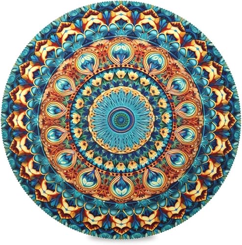 Kigai Juego de 6 manteles individuales redondos para mesa de comedor, diseño de mandala, antideslizantes, lavables, resistentes al calor, para