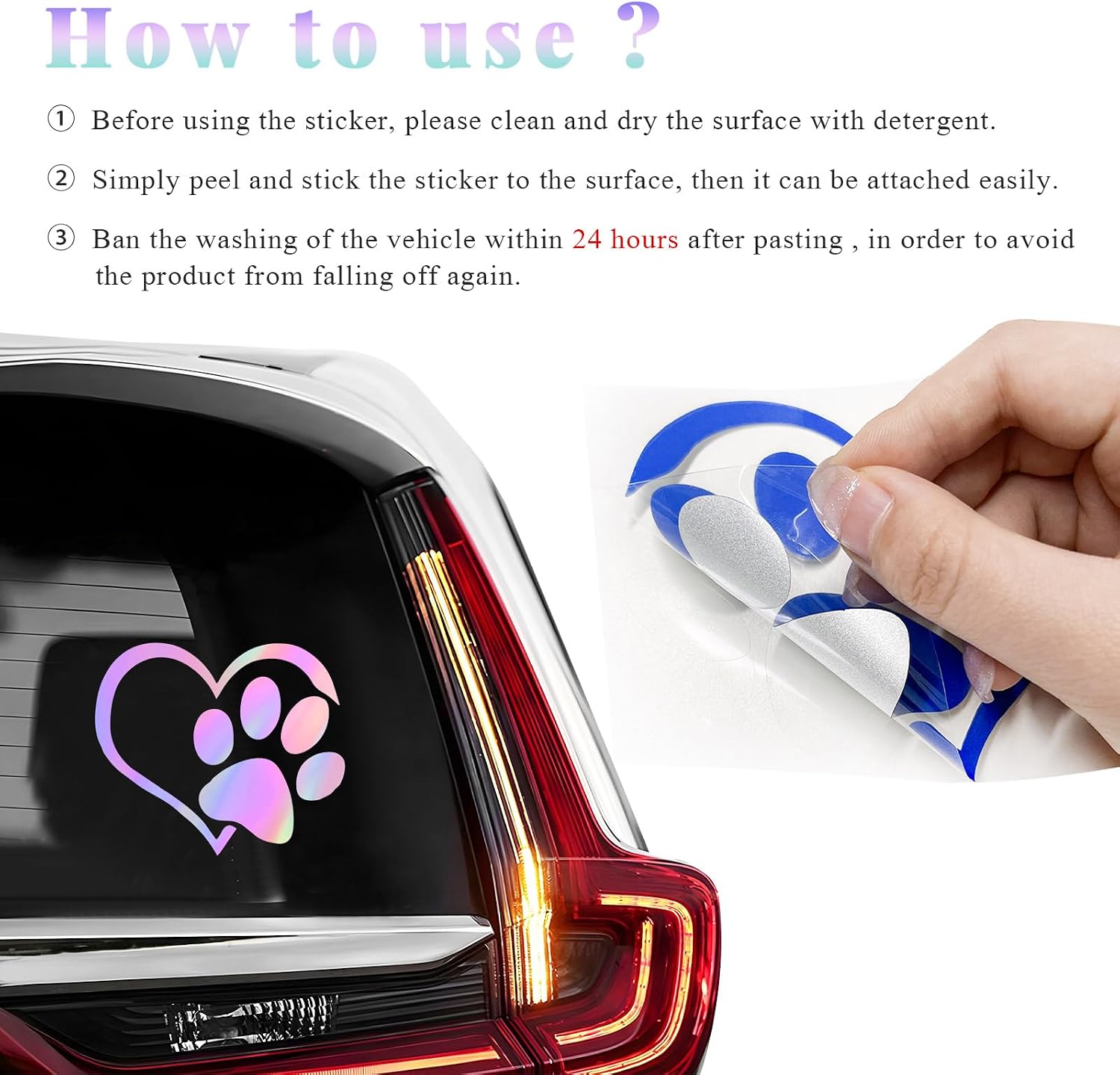 DXNQ Pet Dog Paw Puppy Love Heart Vinyl Decal, 4.6" × 3.7" Heart with Dog Paw Print Reflective Bumper Stickers, Cute Waterproof Puppy Footprint Heart Decal for Window Laptop Wall (Colorful) image 4