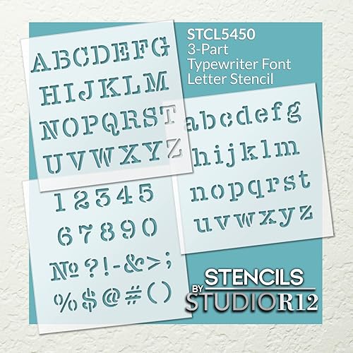 Miniatura 4 de StudioR12 - Plantilla de letras de fuente para máquina de escribir, plantillas de alfabeto para diario, plantillas de letras de estilo vintage,