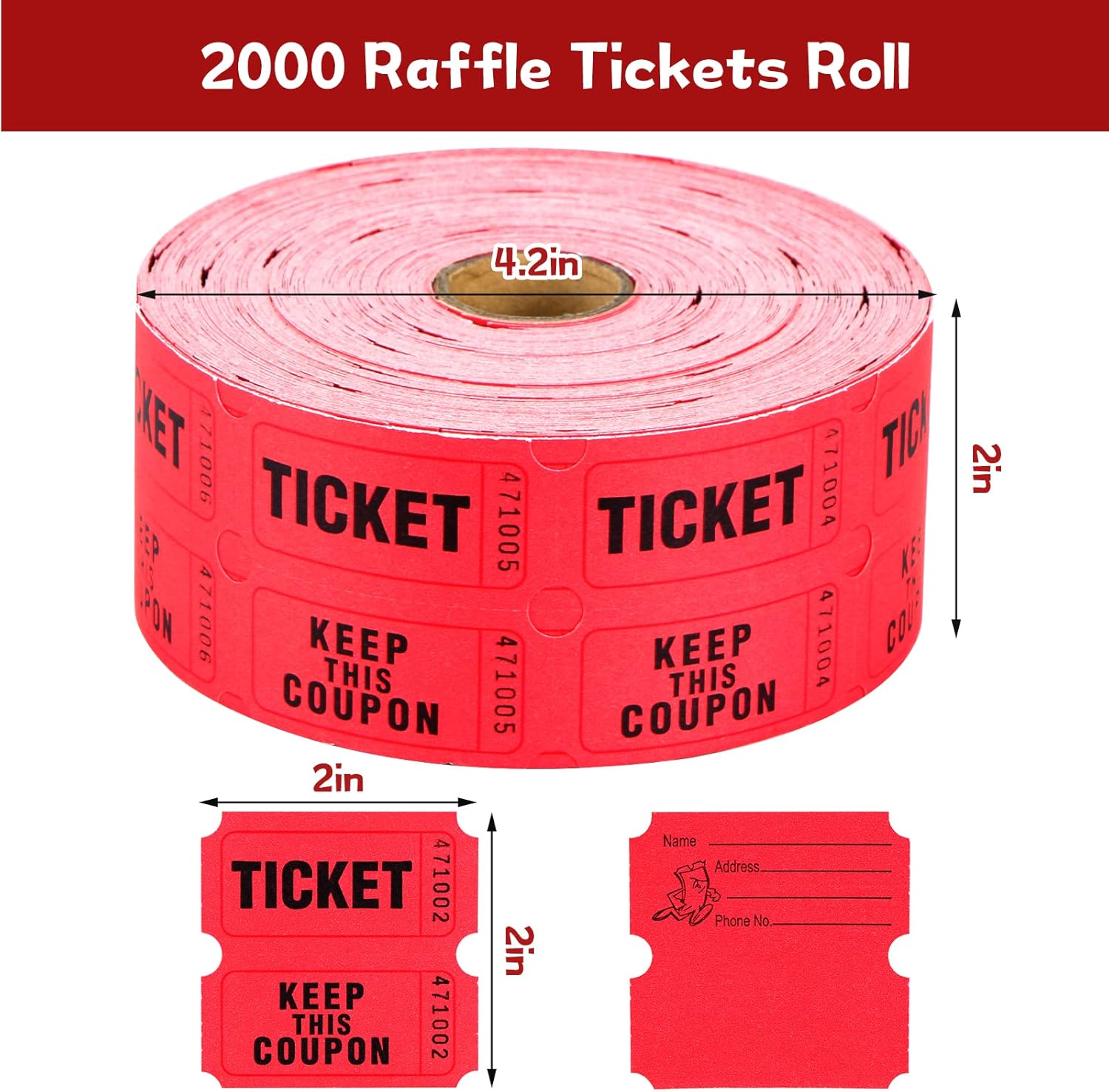 Acrylic Raffle Drum,Ticket Spinner Cage Include 2000 Red Raffle Tickets Double Roll, Raffle Drum for Balls, Chips, Tickets with 2 Keys, Transparent Raffle Ticket Box for Lottery Games,Bingo