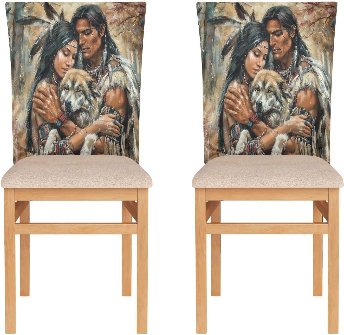 FRMG Native American Indian Dining Chair Slipcovers Chair Back Covers Kitchen Chair Covers A2013903