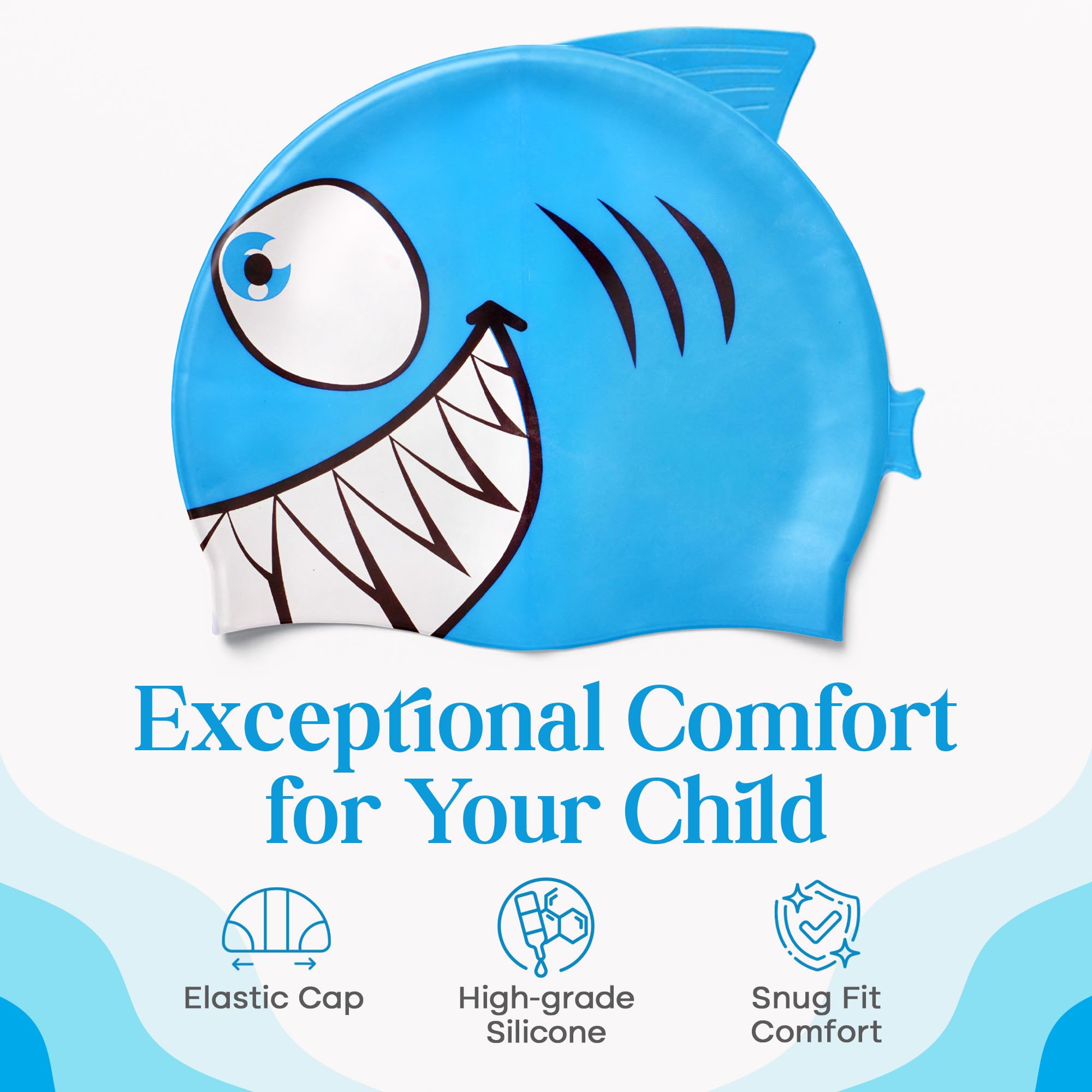 EANAGO silicone swimming cap for girls - fashionable swimming cap for children for swimming and training - suitable for approx. 4 to 12 years - swimming cap for children - Image 3