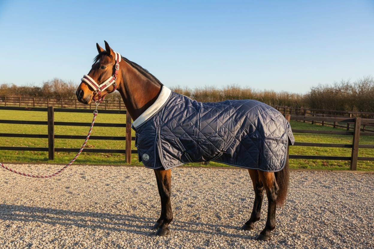 Ruggles 100g Lightweight Stable Rug for Horse and Pony | Fleece Collar | Ideal for Milder Weather or as part of a Layering System in Colder Weather (Grey, 5' 9")