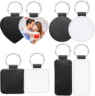 Sublimation Keychains Blank,PU Leather Heat Transfer Keychain Keyring,8 Pcs