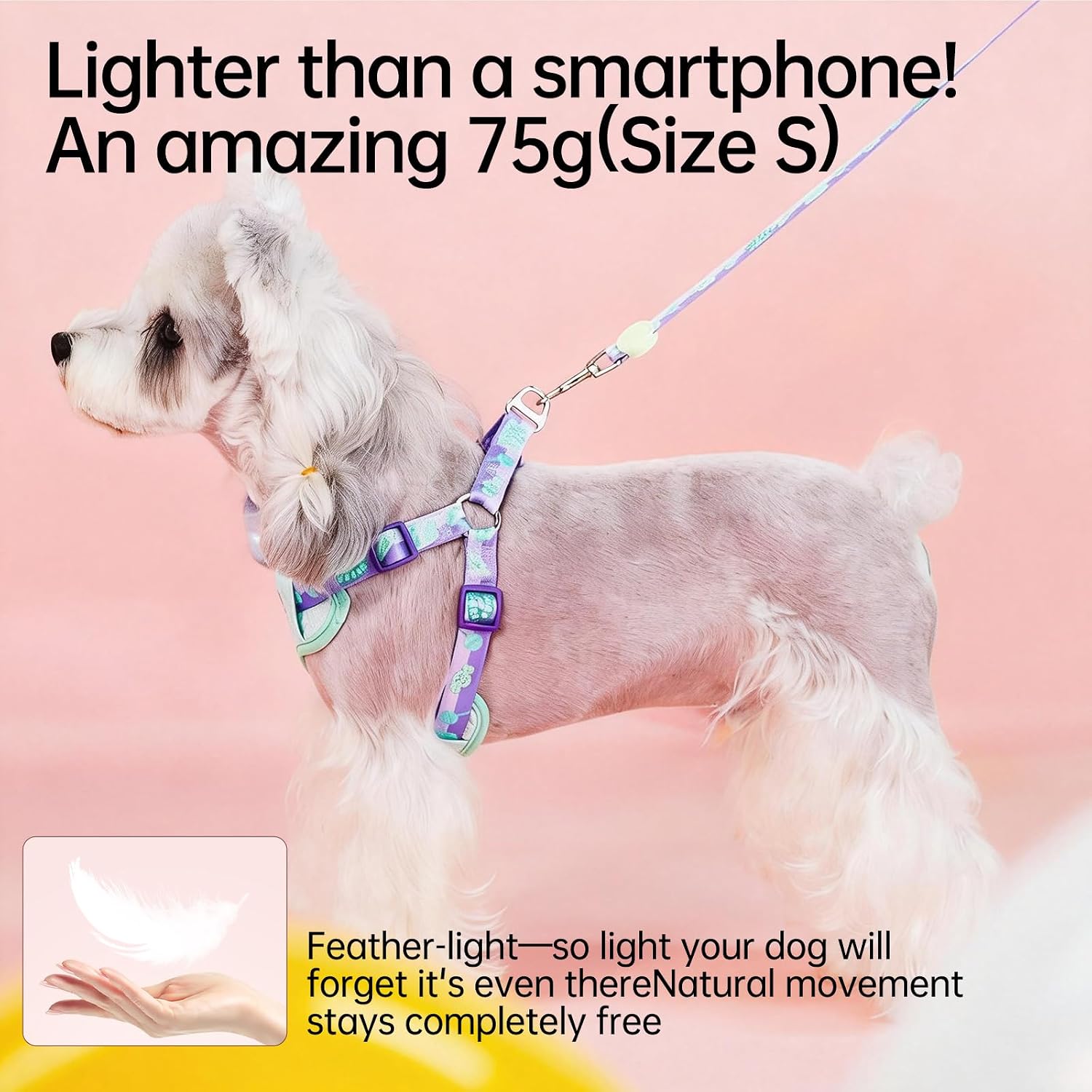 Touchdog Sugar Series Y-Shape Dog Harness, Ultra-Lightweight 75g Reflective Candy Color Harness with Padded Handle, No-Pull Easy Fit Vest Harness for Small Medium Dogs, Walking, Travel (Purple, M)