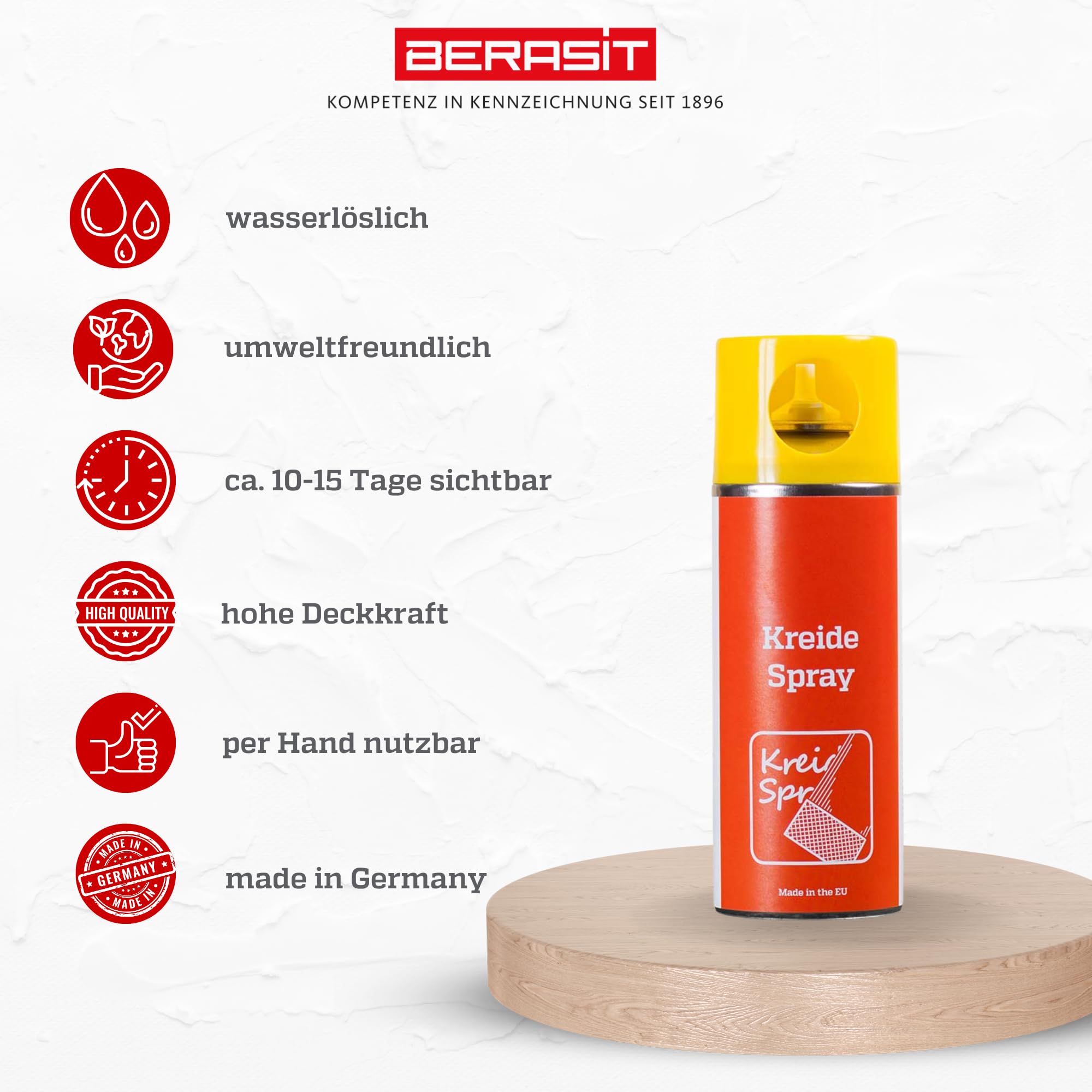 Kreidespray, professionelle Sprühkreide für Markierung und Kennzeichnung, schnell trocknend, 400 ml, gelb, Versandeinheit= 6 Dosen