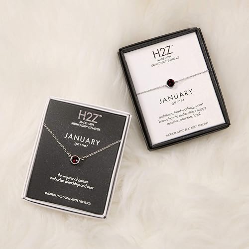 Miniatura 8 de Pavilion Gift Company H2Z 16216 - Collar de piedra natal de granate de enero con cadena de 18 pulgadas, latón, pequeño