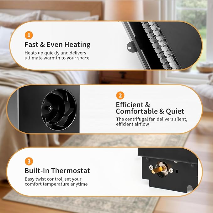 Calefactor Eléctrico de Pared Forzado 1500W 240V con Termostato miniatura 6