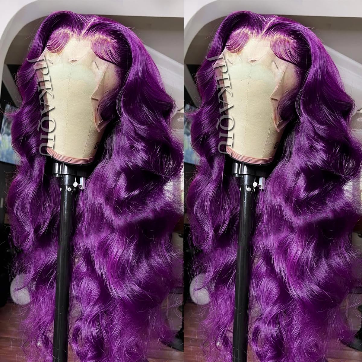 Photo 1 of JPIKAQIU Purple Synthetic Lace Front Wig - 24 Inch Body Wave