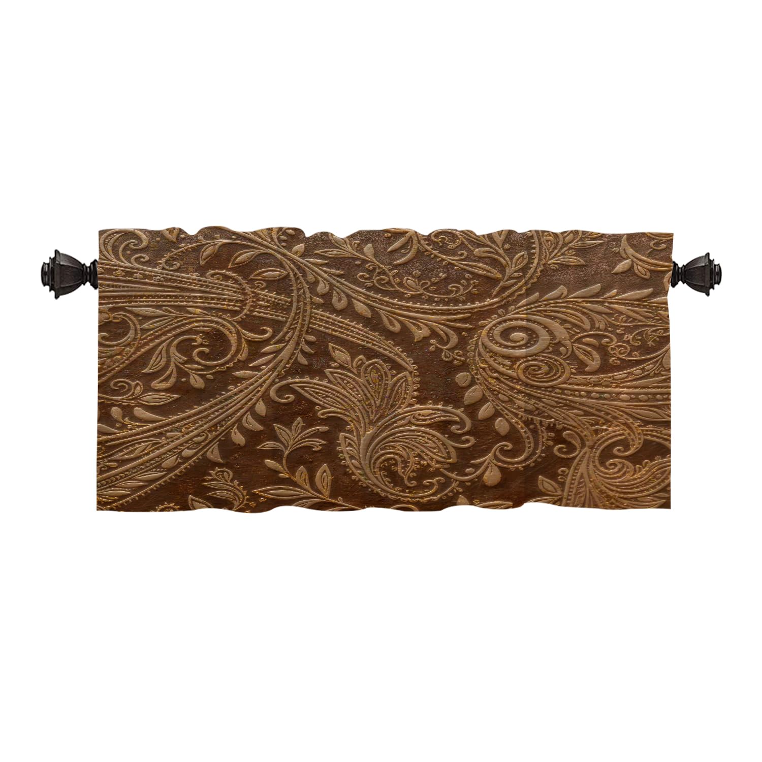 Cantonnière marron et cachemire pour intimité salon et bain