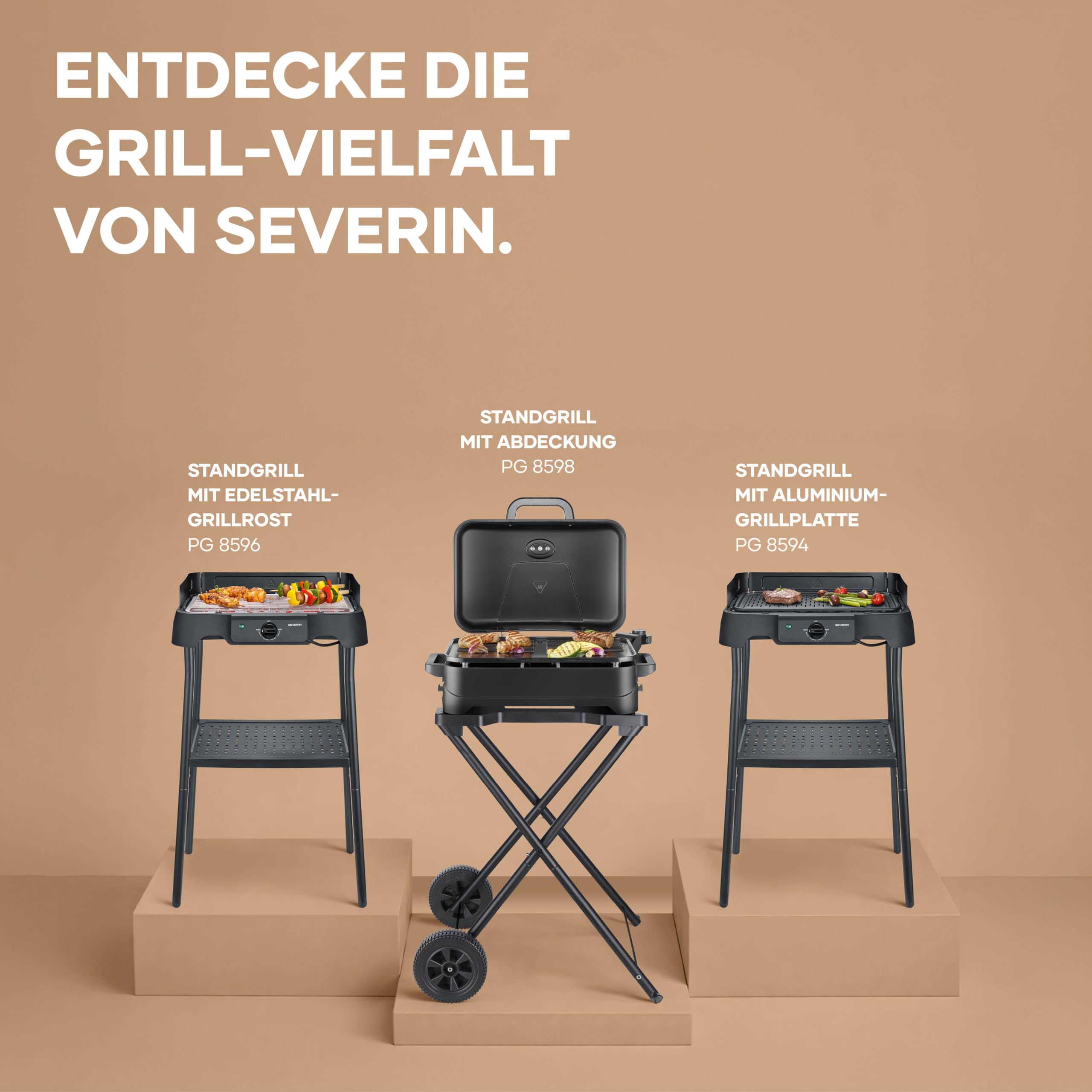 Severin Tischgrill Standgriff 2000W 40-220°C 39x23cm schwarz