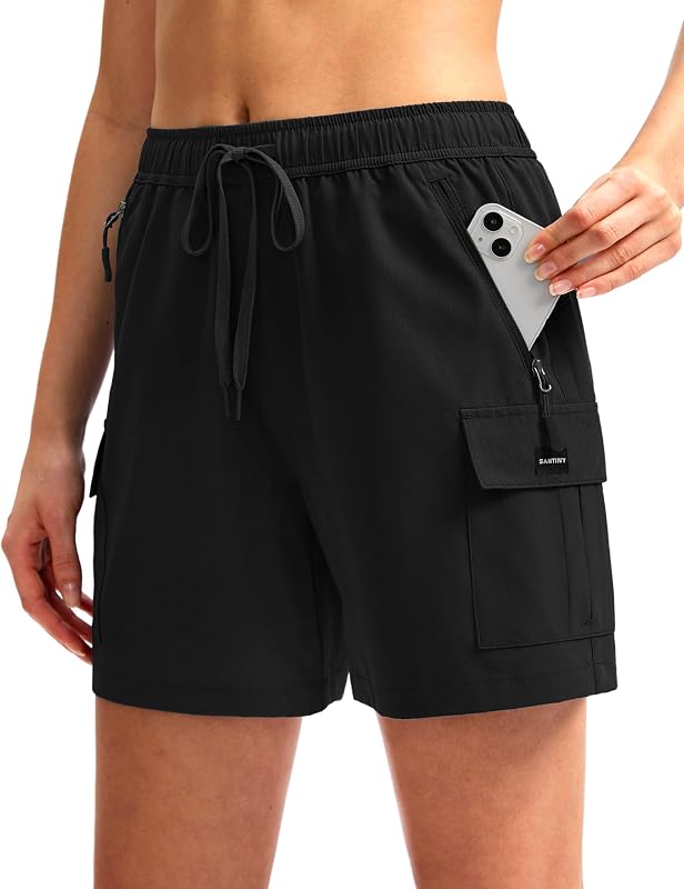 Bermuda cargo feminina SANTINY com bolsos com zíper