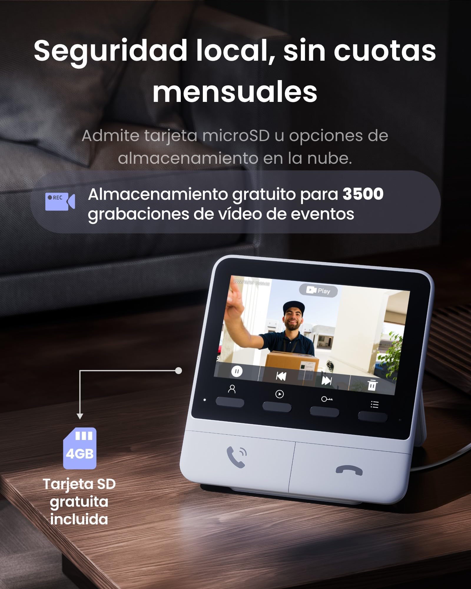 SwitchBot Timbre de vídeo con panel solar, timbre de puerta 2K con cámara, cámara inteligente con pantalla a color de 4,3", gran angular de 165°, juego 2 en 1