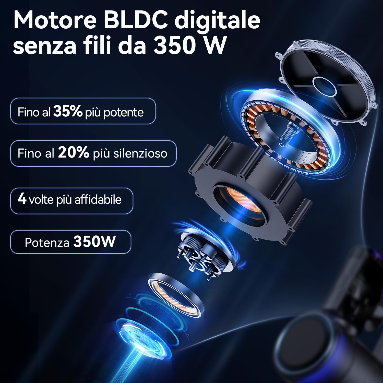 X17 Aspirapolvere Senza Fili, 4-in-1 Scopa Elettrica Senza Fili Tre Potenze di Aspirazione Regolabili, Antigroviglio Aspirapolvere Verticale Potente 45Kpa con Display a LED per Tappeti Pavimenti