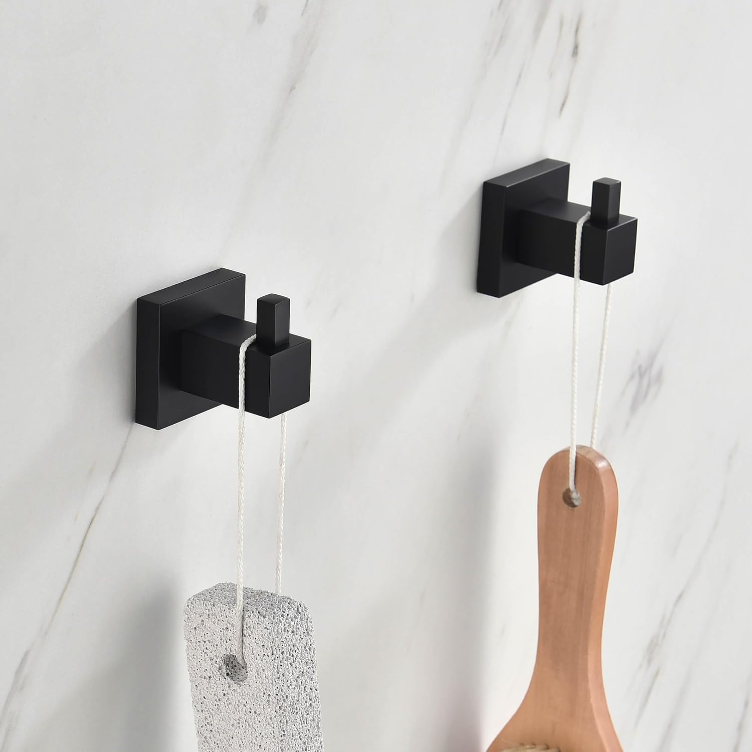 KIBI Cube Bathroom Towel Hook | 3-Pack Wall Mounted Robe Hooks | 2-inch Solid Brass Wall Hooks for Towels, Robes, and Accessories | Rust-Resistant Matte Black Finish (KBA1501)