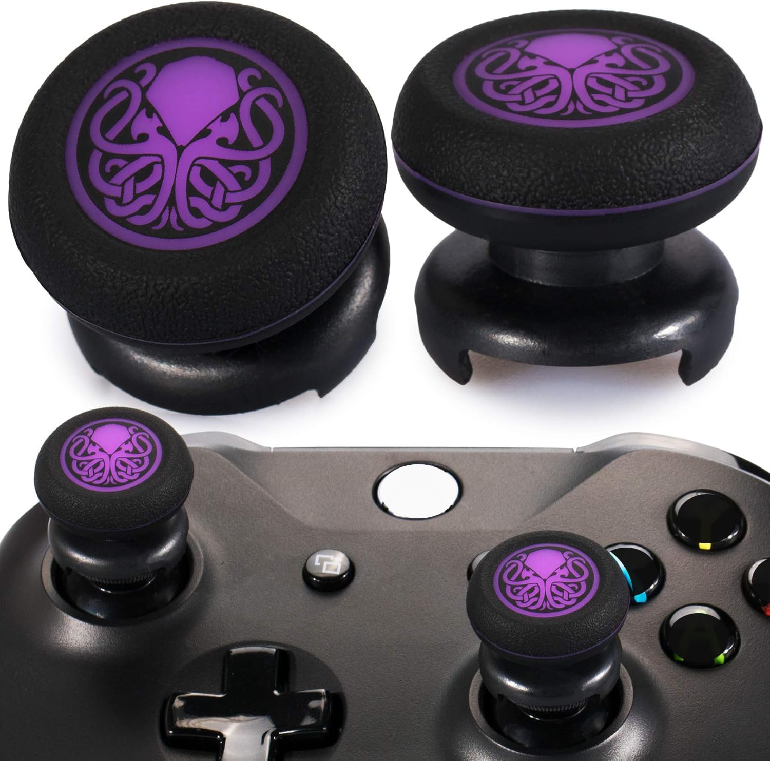 FPS Bâton Prises de Pouce Thumbstick Grip et Prolongateur Impression Caoutchouc Silicone Poignée Couvrir 2 ensembles pour Manette Xbox Series X/S et Xbox One (Secret De Cthulhu)