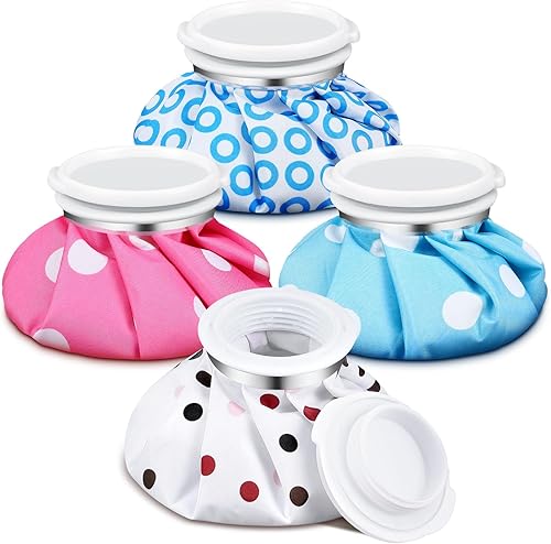 Miniatura 7 de Honoson Paquete de 4 bolsas de hielo reutilizables y bolsa de agua caliente para adultos, uso frío y caliente para lesiones, alivio del dolor,