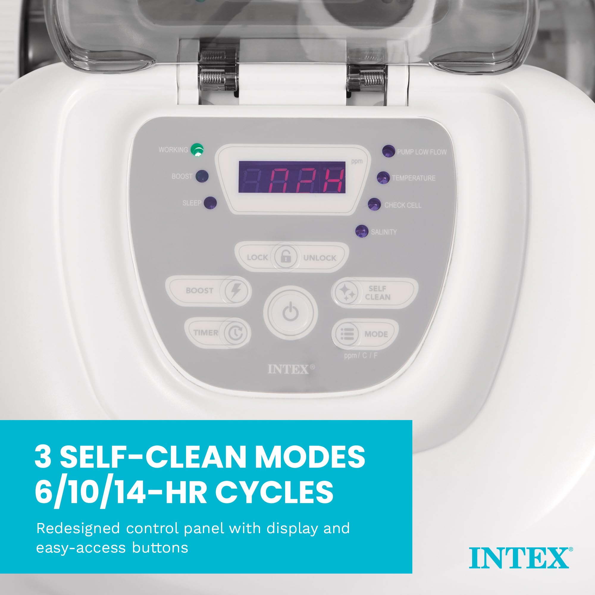 INTEX Krystal Clear Système de chlore de piscine d'eau salée pour piscines hors sol jusqu'à 25 000 litres, nettoyeur de piscine avec minuterie automatique et autonettoyant