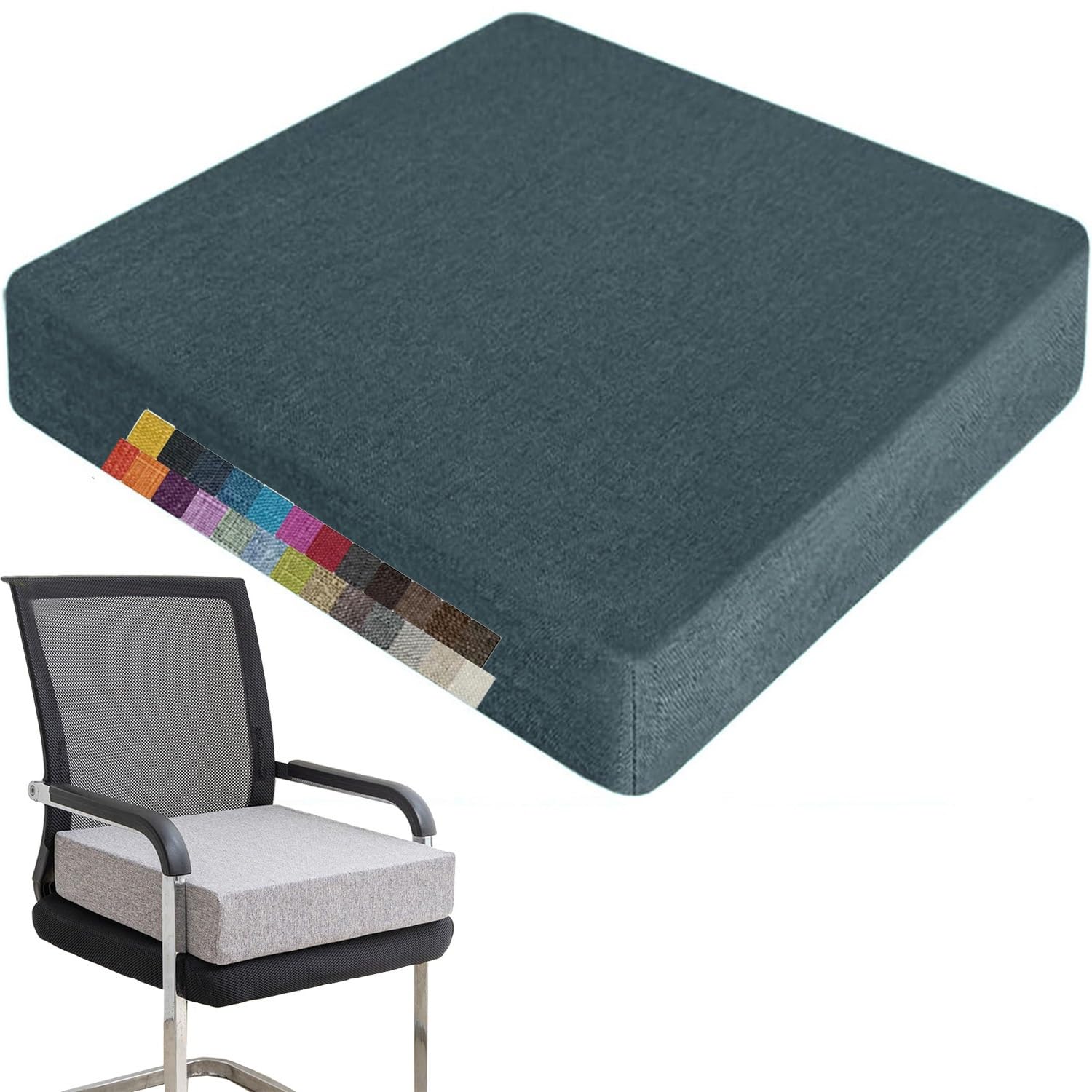 SVFOEBJM Portable Square Booster Cushion 55x55x15 cm Thick HighDensity Foam Seat Cushion NonSlip Removable Chair Cover for Comfort and Support