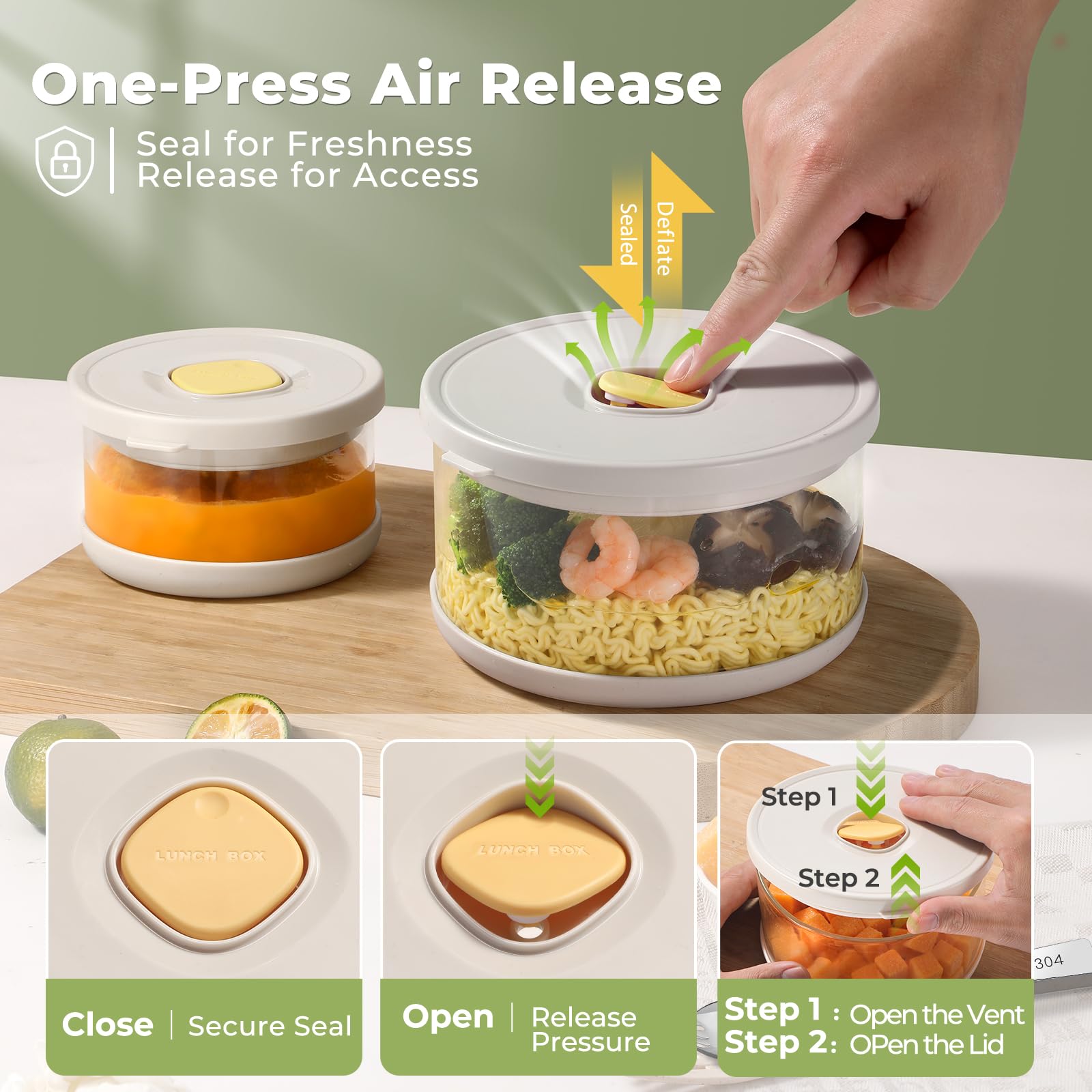 SAYAPE Recipientes de vidrio para almacenamiento de alimentos con tapas herméticas, recipientes de vidrio de borosilicato alto de 33.8 onzas y 11.5 onzas con tenedor, cajas de almuerzo Bento para