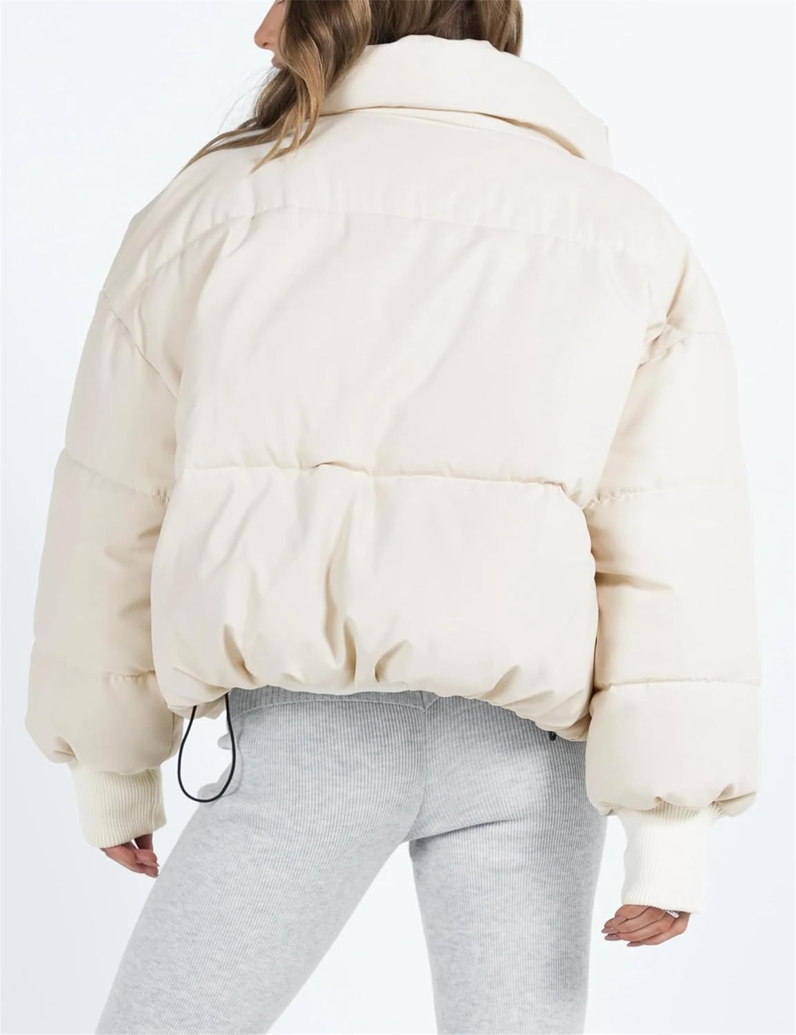 Lianlive Womens Cropped Puffer Jacket Winter Oversized Black Short Quilted Padded Jackets Puffy Outerwear Coat - Image 5