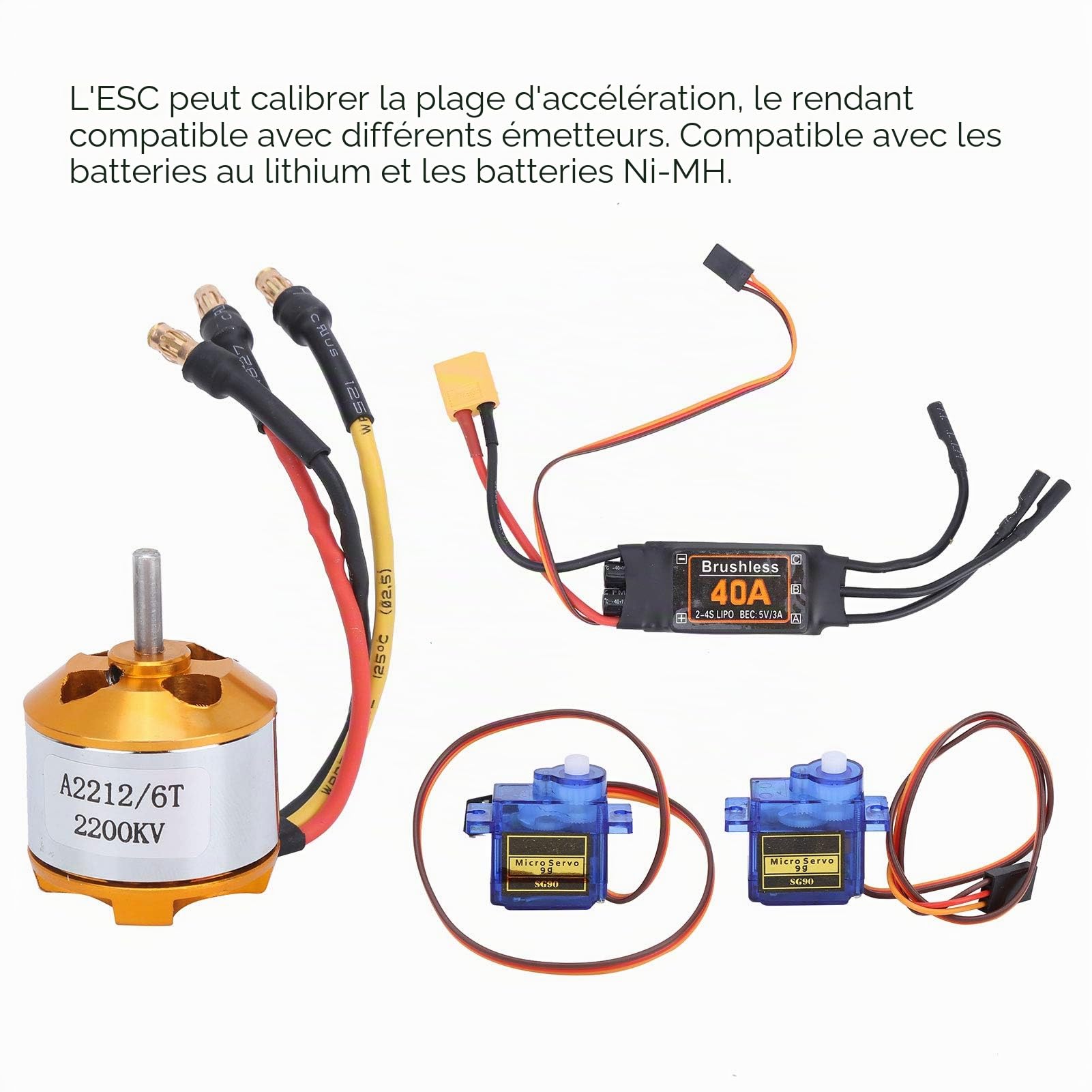 A2212 Brushless Motor 2200KV Outrunner Brushless Motor Kit, Moteur D'avion RC pour avion RC avion planeur quadrirotor hélicoptère