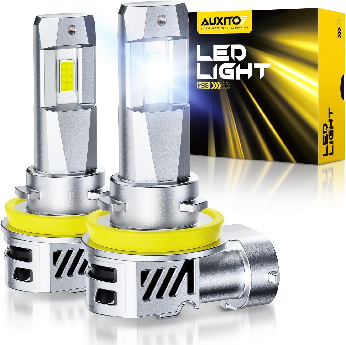 AUXITO H11 H8 LED Bulbs Real Mini Size 40000LM Fog Light Bulbs, 50,000+ Hours Lifespan, Direct Insert Plug-N-Play, Pack of 2