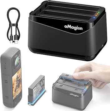 Battery Charger for Insta360 x5, Battery Charge Hub, x5 Utility Fast Charge Case, Battery Bundle Accessories, with Charging Cable