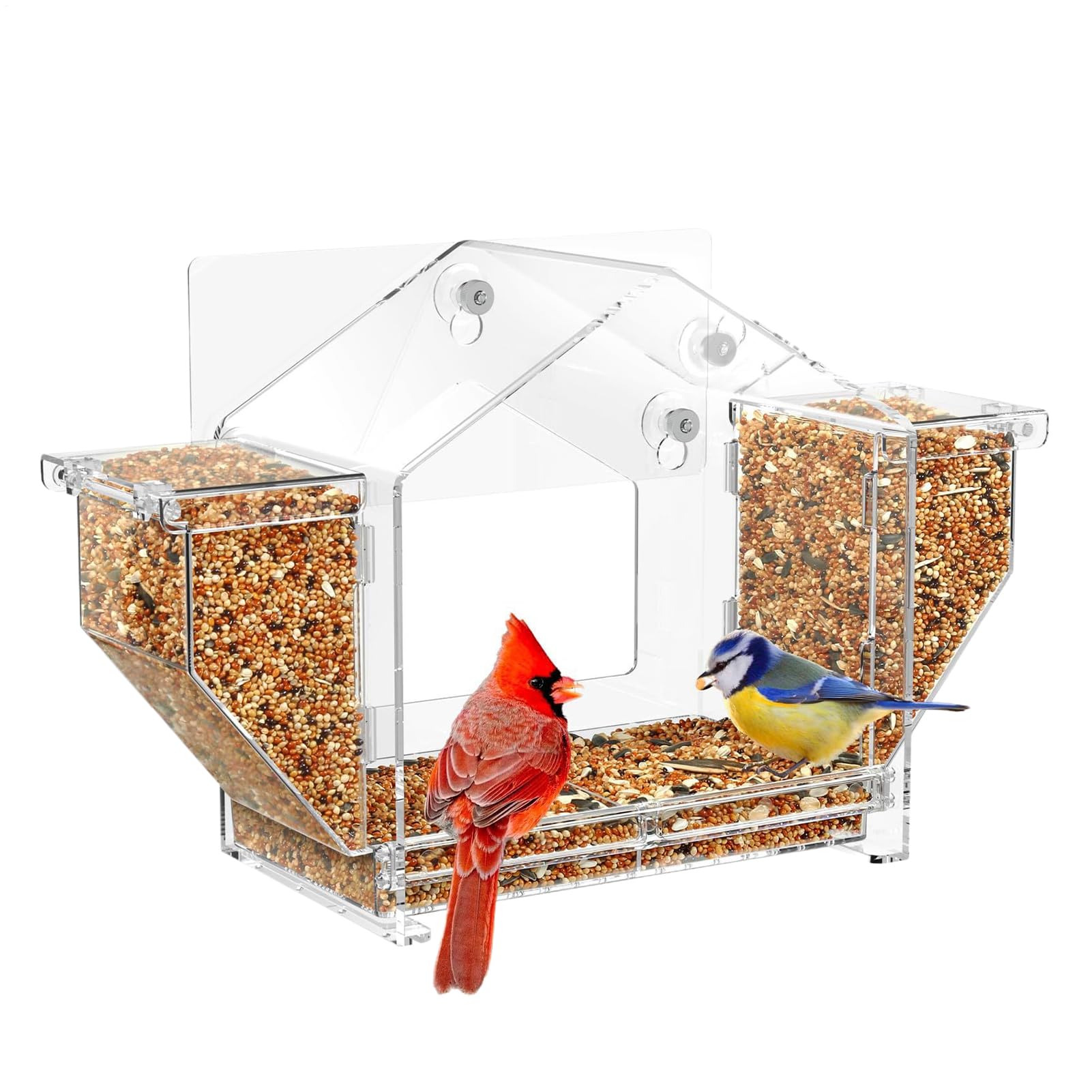 Bird Window Feeder | Clear Acrylic Window Feeder For Bird,Squirrel Proof Design Pet Food Storage Supplies For Macaws Sparrows