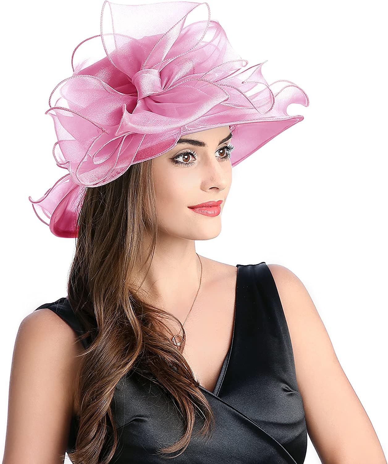 ORIDOOR Women's Organza Cloche Bowler Hat Derby Fascinator for Tea Party Bridal Wedding Hat - Image 2