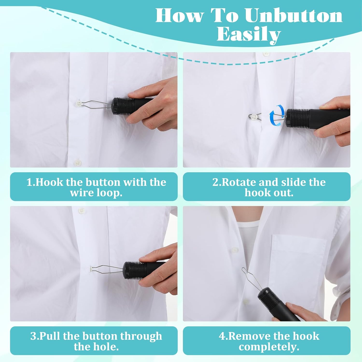 Button Helper,One Handed Button Hook and Zipper Pull,Assist Device Button Hook Tool,Button Assist Tool for Seniors,Disableds,Strokes,Disabilities to Fasten Shirts and Jackets with Ease