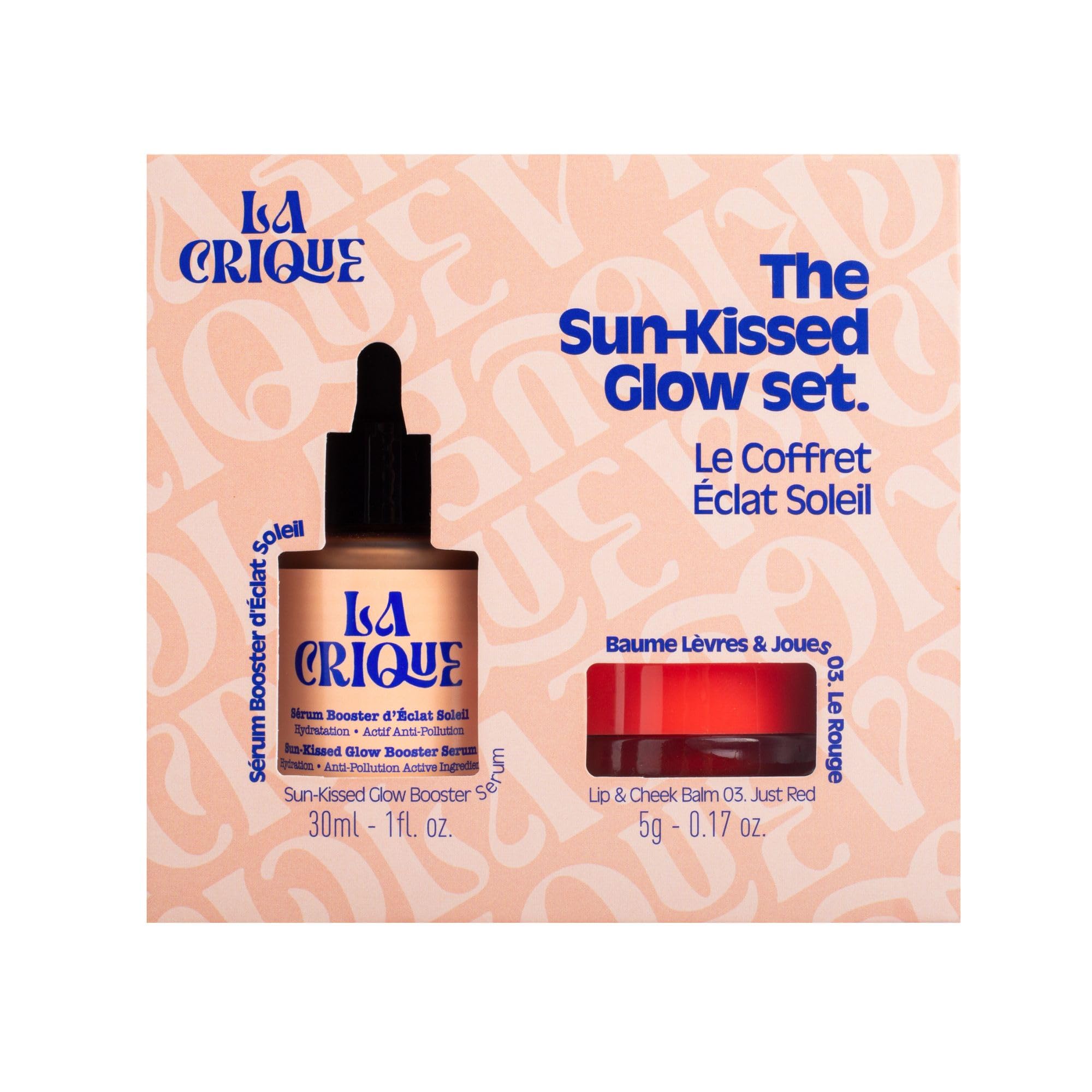 Coffret Maquillage - Sérum Bronzer Éclat Soleil & Baume Lèvres et Joues - Coffret Cadeau - Acide Hyaluronique & Vitamine C – Hydratant, Bonne Mine & Glow Naturel – 99% Ingrédients Naturels – Vegan