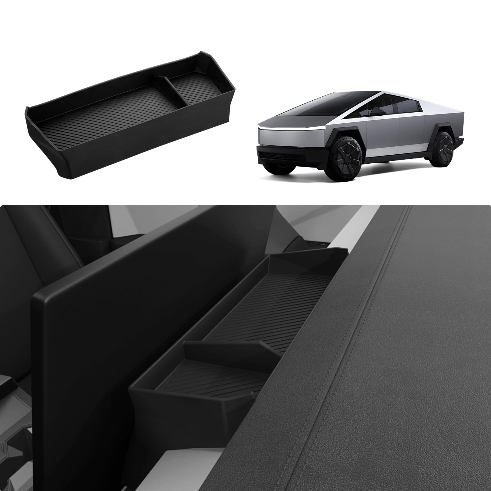 2024 Tesla Cybertruck Center Console Organizer Behind Screen Storage Box Dashboard Hidden Tray Caddy Silicone Sunglasses Holder Cybertruck Interior Accessories