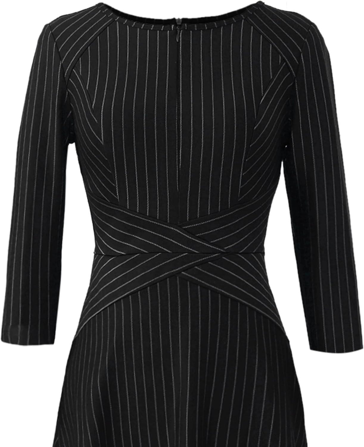 VFSHOW Womens Work Business Front Zipper A-Line Dresses 3/4 Sleeve Office Church Fit and Flare Skater Swing Knee Length Dress - Image 3