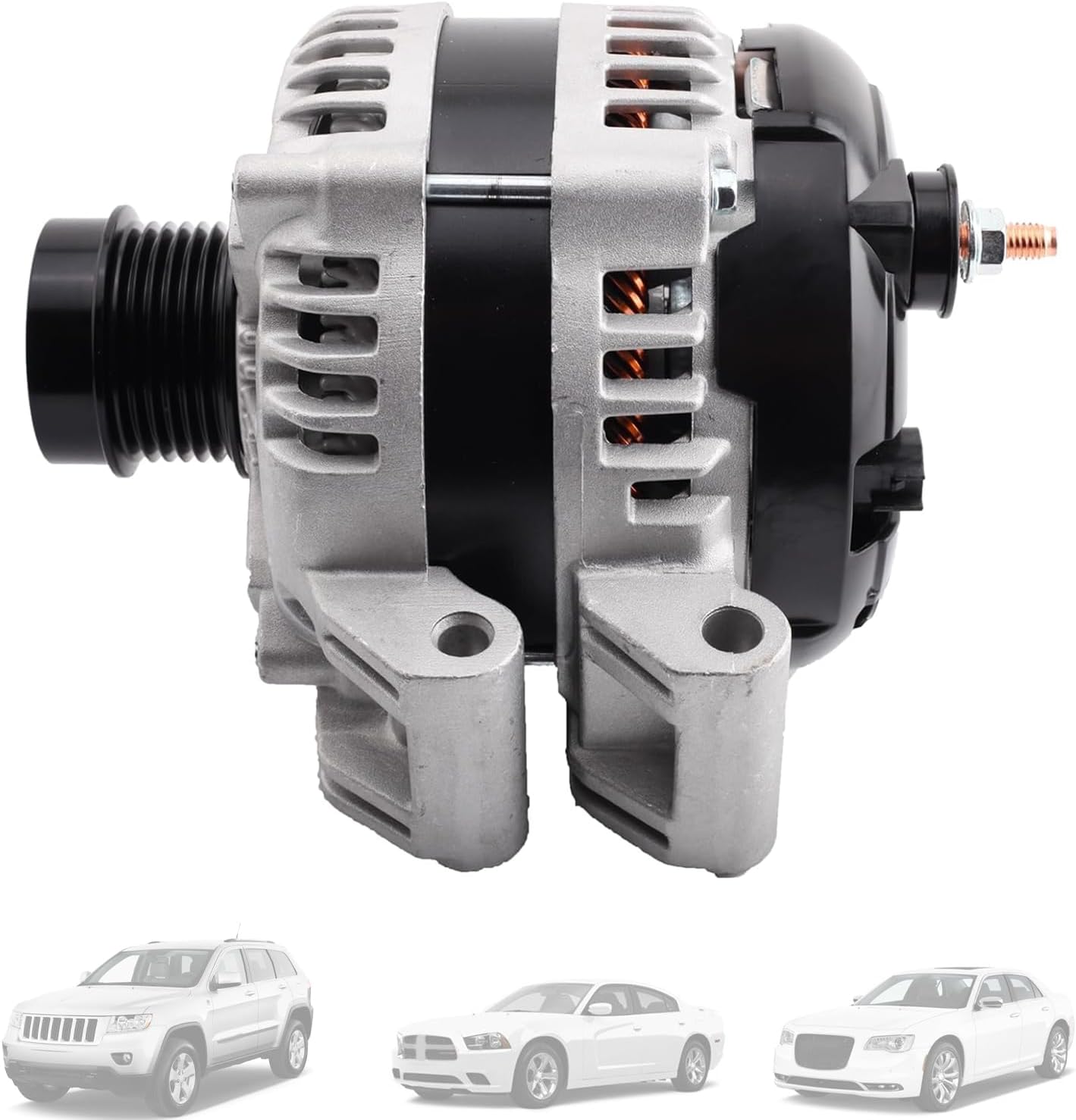 11598N Alternator Fit for Chrysler 300 & for Dodge Challenger Charger Durango 2011-2021, for Jeep Grand Cherokee 2011-2020, for Ram 1500 2013-2015, 3.6L V6, Replace OE# 4801778AF 56029789AA