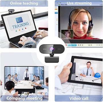 Webcam for PC with Microphone, HD 1080P Streaming Web Cam for PC,MAC, Laptop,Plug and Play USB Camera for Youtube,Skype Video Calling,Face Cam for Studying,Conference,Gaming with Rotatable Clip
