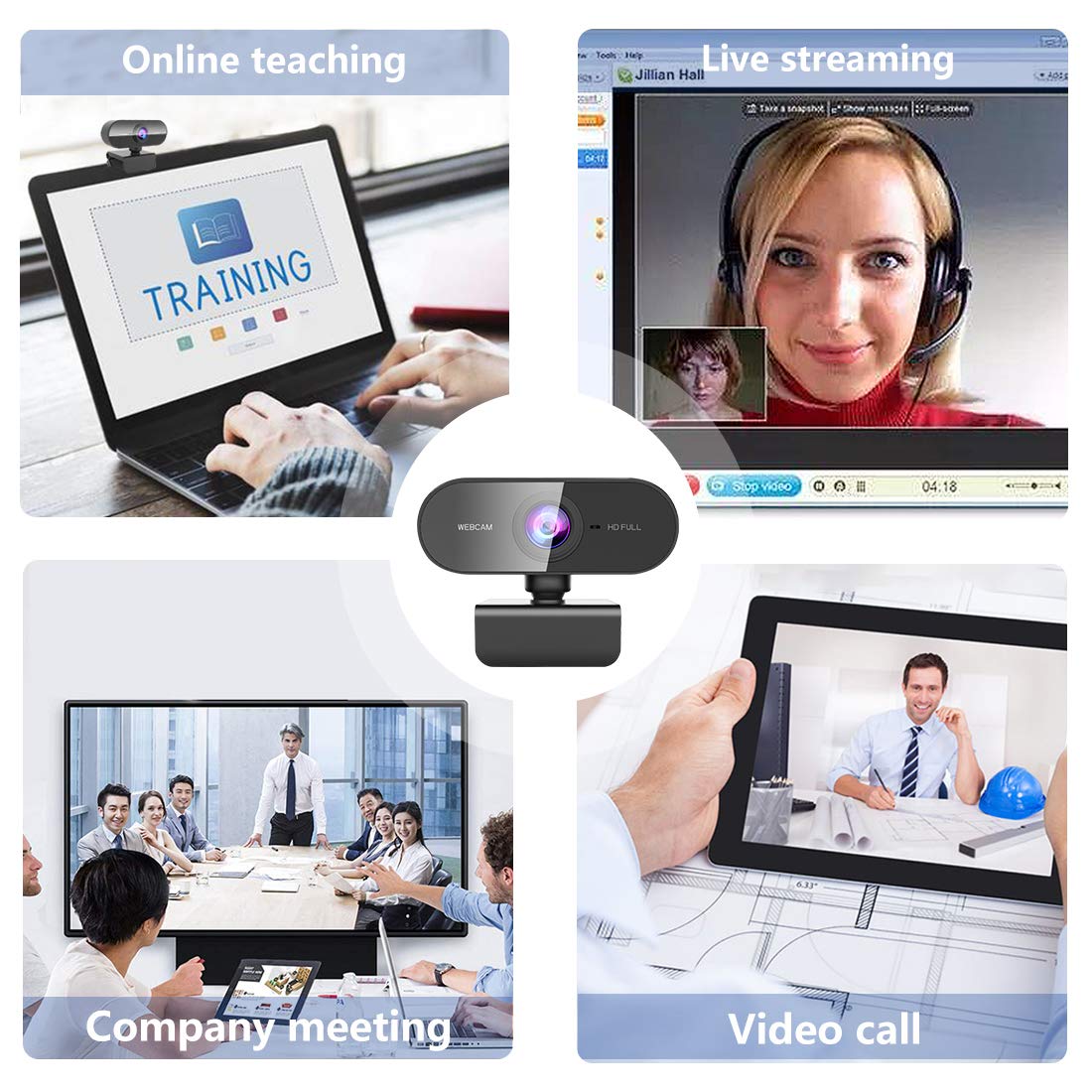 Webcam for PC with Microphone, HD 1080P Streaming Web Cam for PC,MAC, Laptop,Plug and Play USB Camera for Youtube,Skype Video Calling,Face Cam for Studying,Conference,Gaming... - Image 3