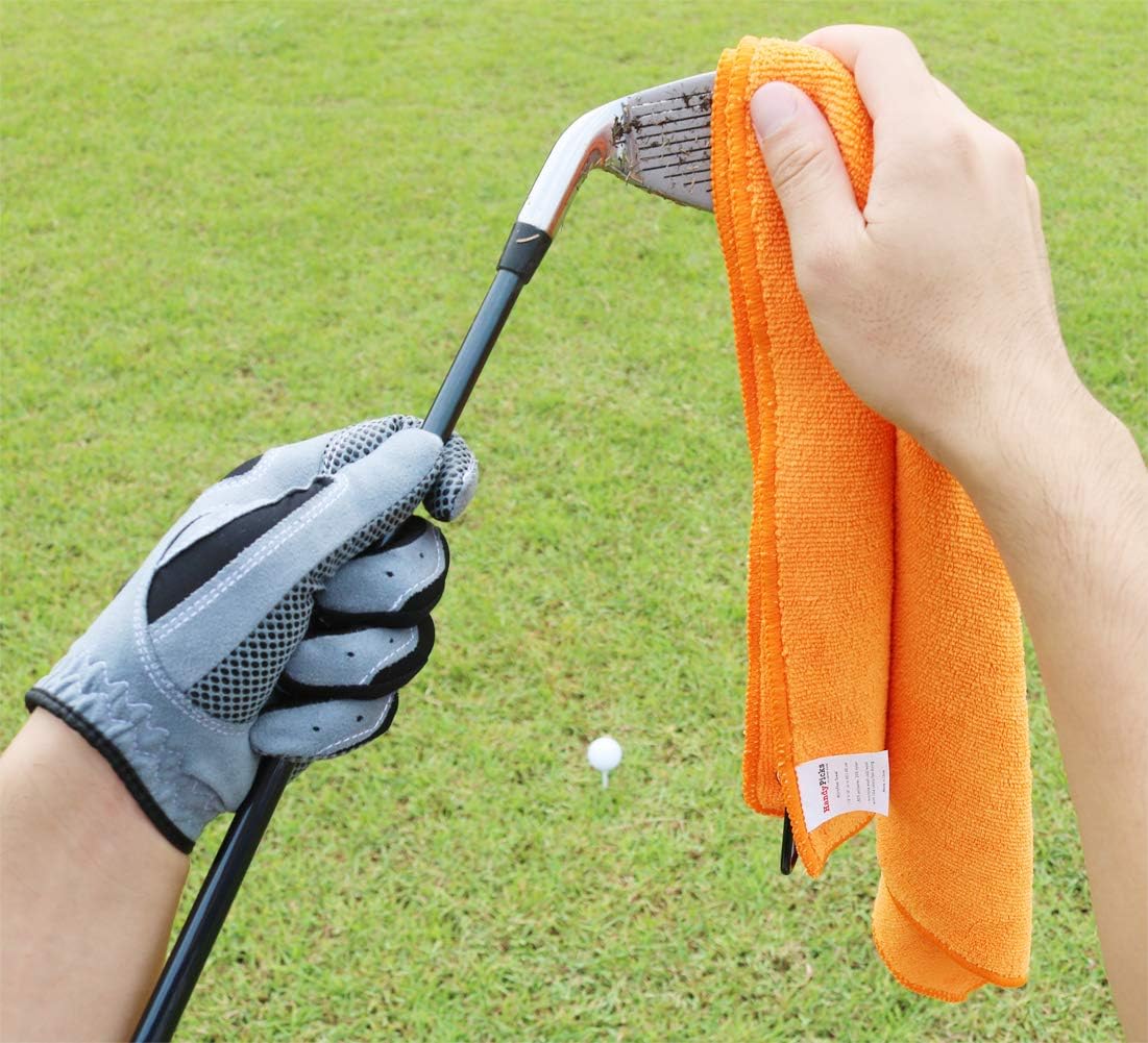 Handy Picks Microfiber Golf Towel (16" X 16") with Carabiner, Club Brush, Golf Divot Repair Tool with Ball Marker - Golf Accessories, Ideal for Golfers 3 in 1 Golf Cleaning Kit