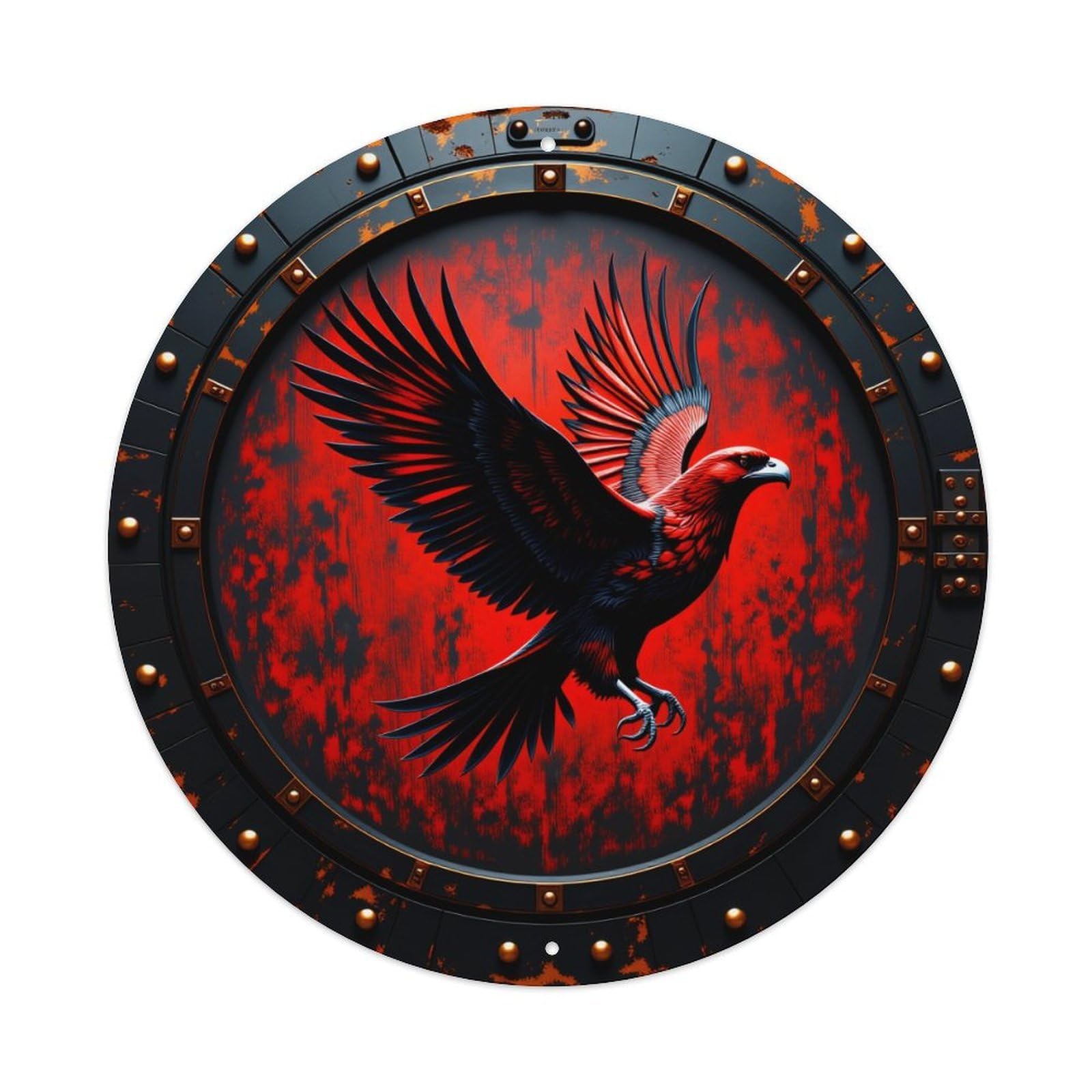 Red Eagle Soaring Metal Frame Vintage Metal Tin Sign Retro Wall Decor for Home Bar Garage Cafe, Indoor & Outdoor Decorative，circle Metal Poster, 8x8 Inch