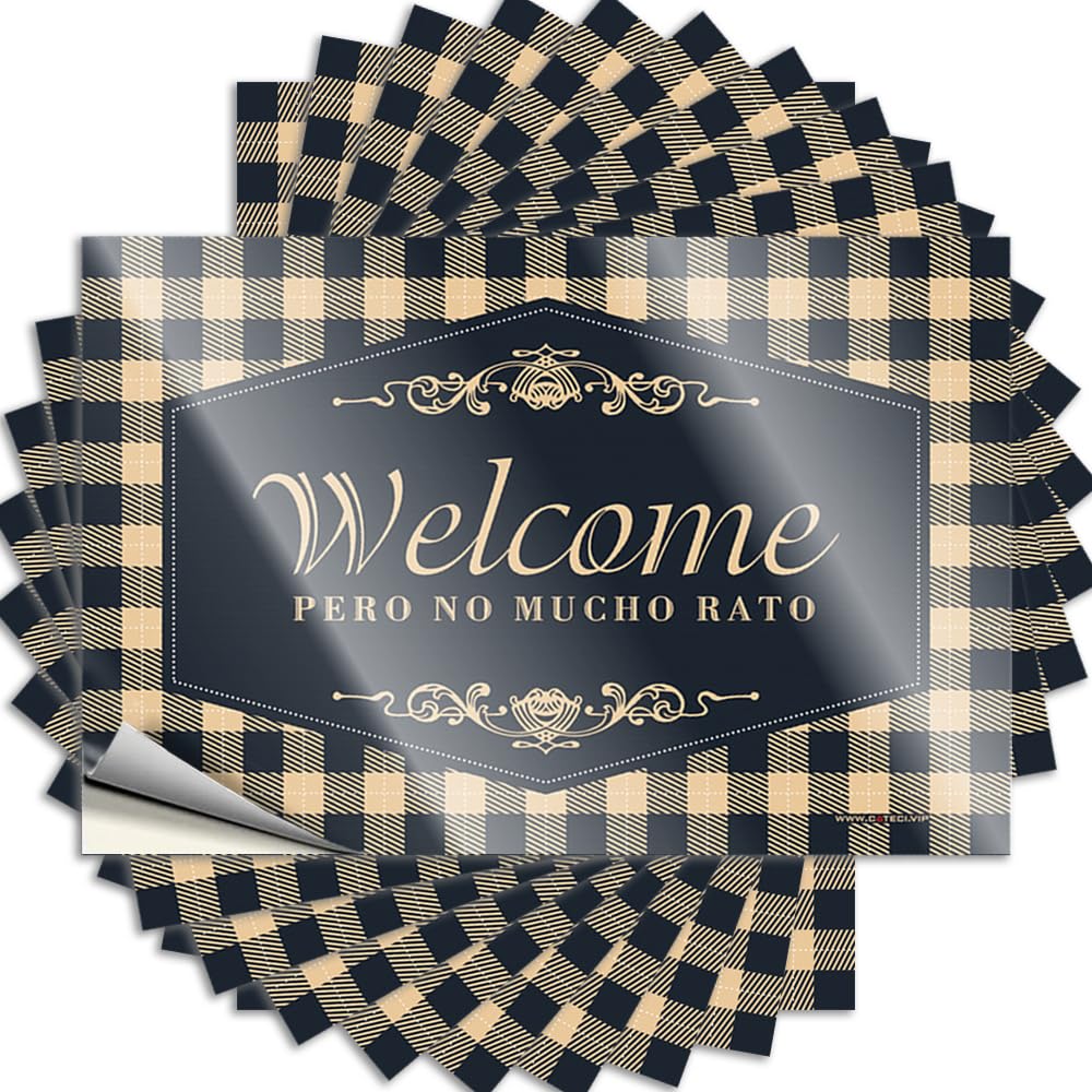 Welcome Pero No Mucho Rato Rooms Decorations Taupe DIY | Custom Saying Door Removable Vinyl Sticker Decal(6X9CM)