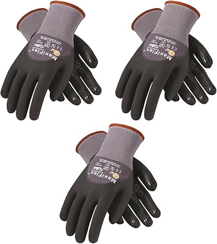PIP G-TEK Maxi Flex Endurance 34-845 - Par de guantes recubiertos de punto sin costuras, talla SXLM, 3 piezas